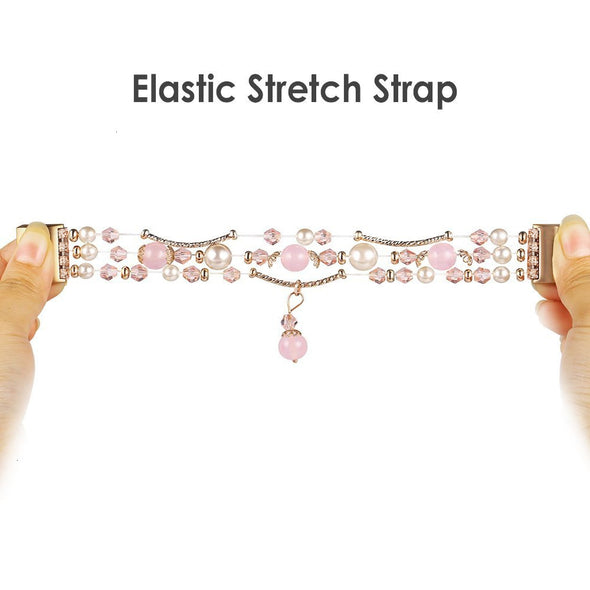 Elastic Pearl Beaded Band for Fit bit Charge 3